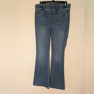 Spanx Flare Jeans Womens Medium Blue Pull On Stretch Shapewear Pants